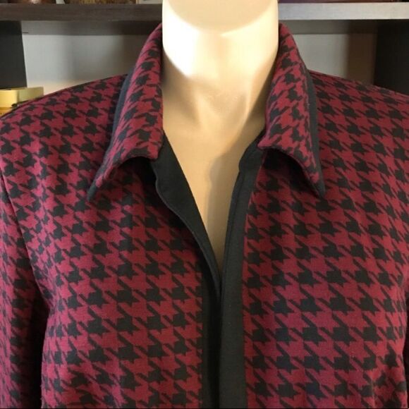 Bon Worth XL Houndstooth Jacket Black & Wine Color - Picture 5 of 5